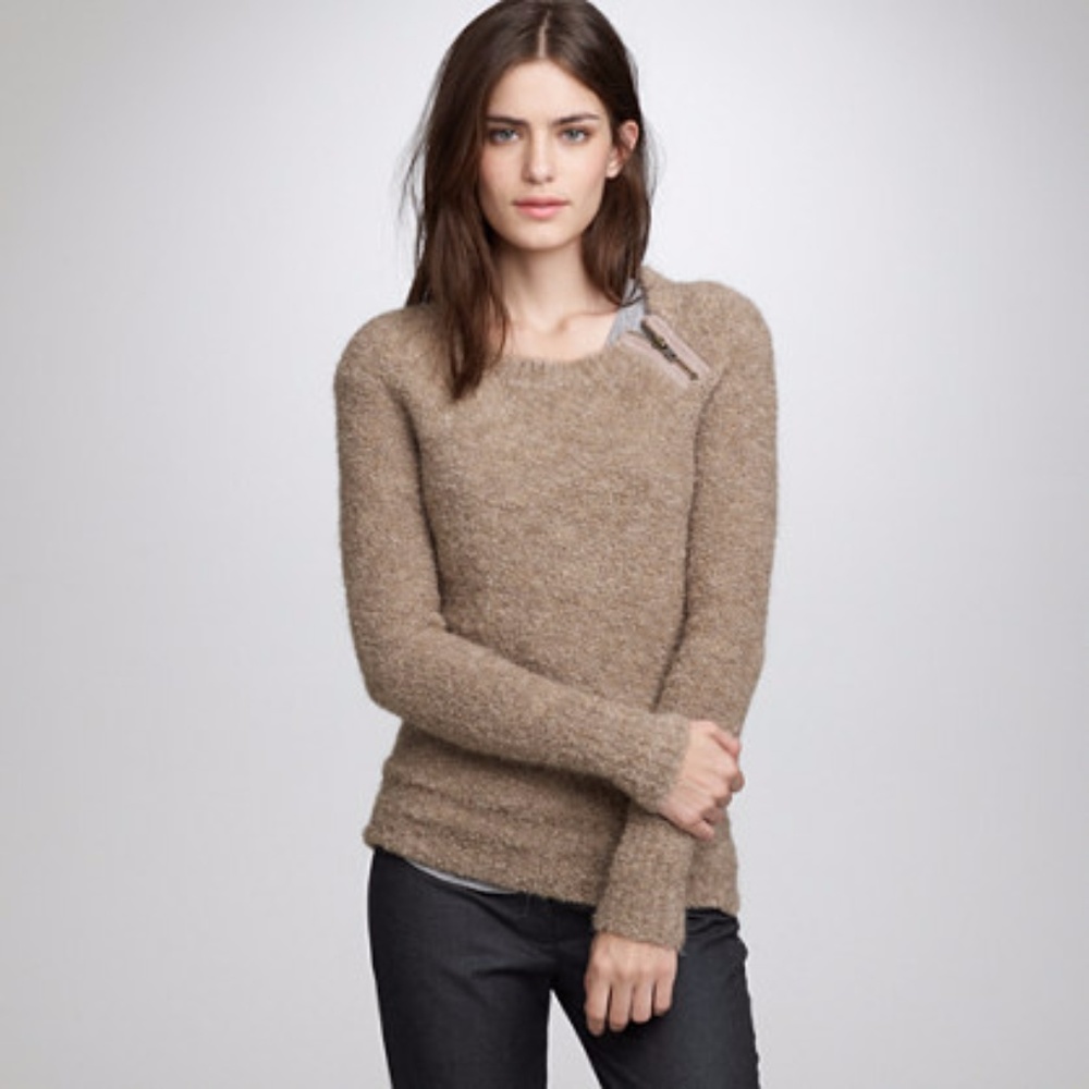 J.Crew Bouclé zip crewneck sweater